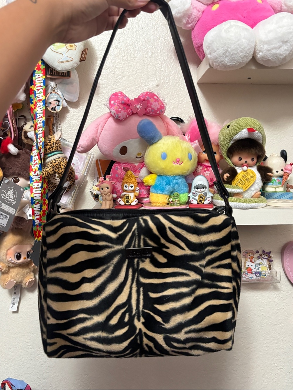 y2k INC zebra print faux fur shoulder bag
